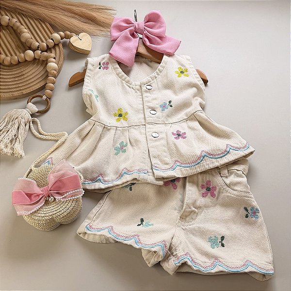 Conjunto Jeans Verão 04 ao 12