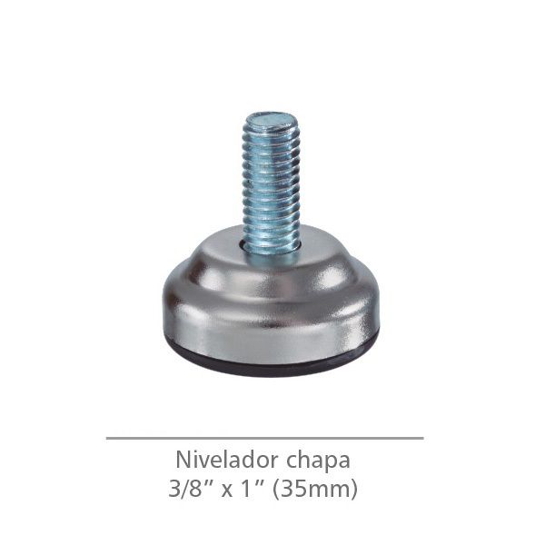 Sapata Niveladora 35mm Niquelada – Rosca 3/8” x 1” | Pacote com 100 Unidades