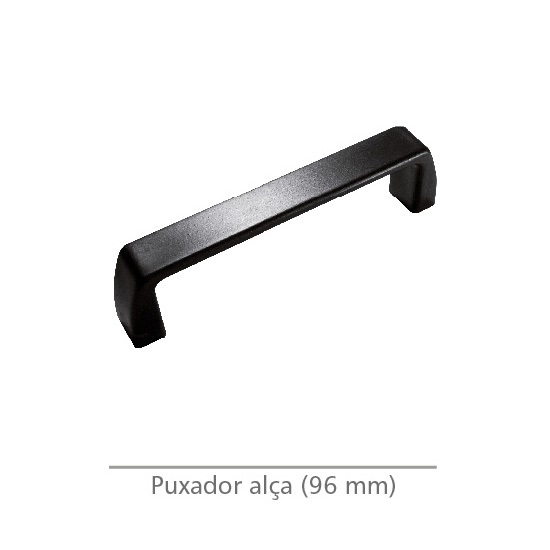 Puxador Alça Plástico Retangular 96mm Preto – 10 Peças