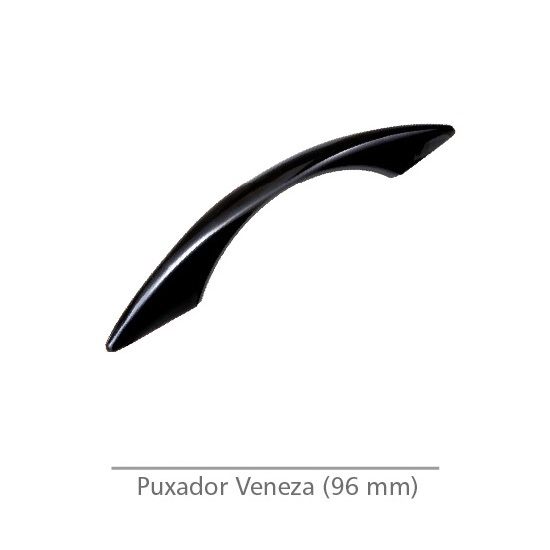 Puxador Alça Plástico Curvo 96mm Preto – 10 Peças