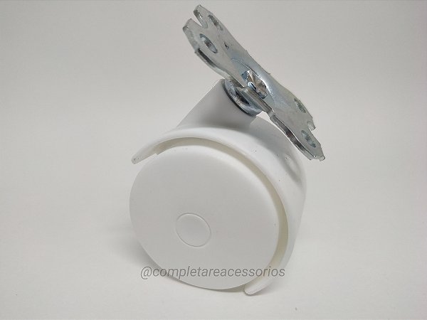 Rodízio 40mm com Placa Chata Branco – Kit com 4 Unidades para Móveis Leves
