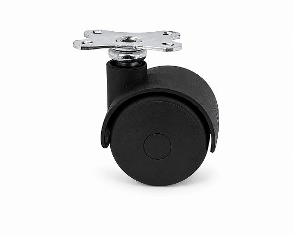 Rodízio 50mm com Placa Chata Preto – Kit com 4 Unidades para Móveis Robustos