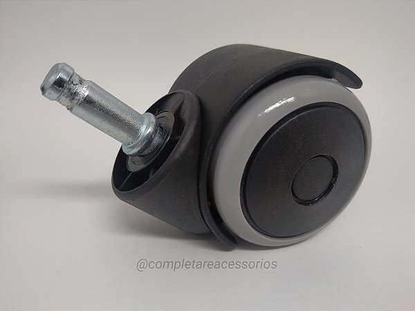 Rodízio para Cadeira Pino 10mm Preto/Cinza – Kit com 5 Unidades Emborrachadas e Silenciosas