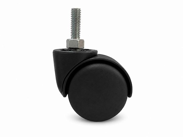 Rodízio 50mm com Rosca 5/16" x 1" Preto – Kit com 4 Unidades para Móveis de Médio Porte