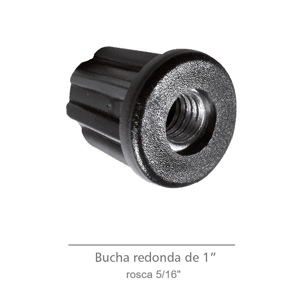 Bucha para tubo 1" com rosca 5/16" Cor preto - KIT 12 Unidades