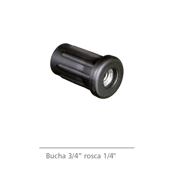 Bucha para tubo 3/4" com rosca 1/4" Cor preto - KIT 12 Unidades