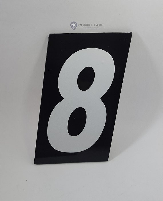 Número PRATICO - 8 - Preto com Prata em ACM