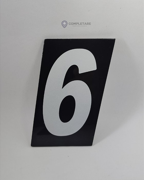 Número PRATICO - 6 - Preto com Prata em ACM