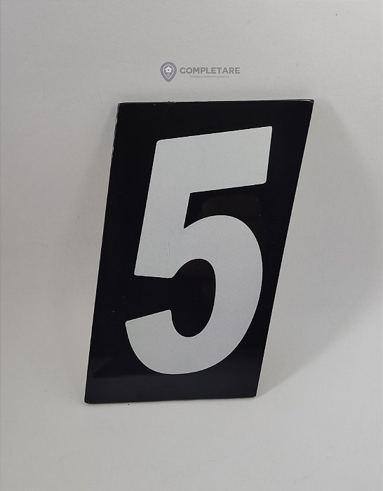 Número PRATICO - 5 - Preto com Prata em ACM
