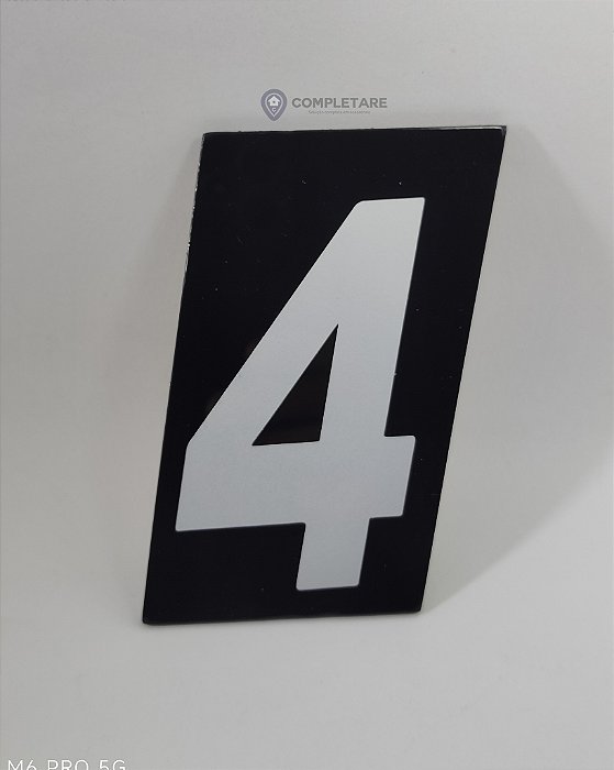 Número PRATICO - 4 - Preto com Prata em ACM