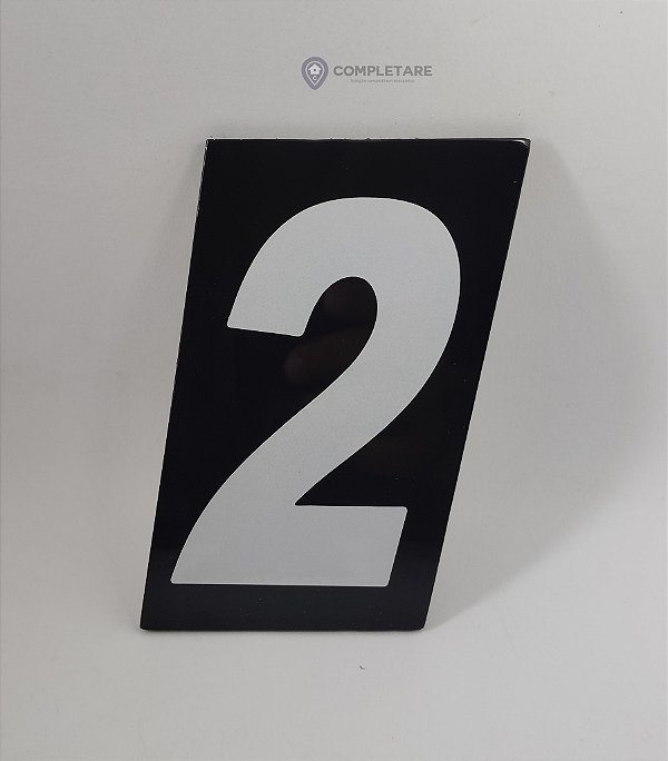 Número PRATICO - 2 - Preto com Prata em ACM