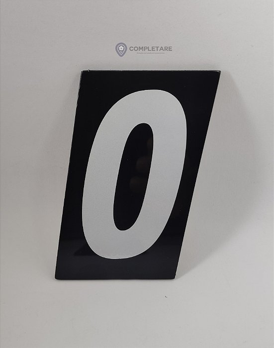 Número PRATICO - 0 - Preto com Prata em ACM