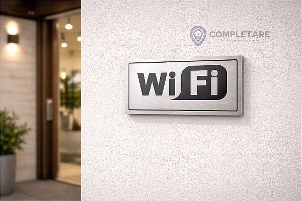 Placa Informativa - ACM Aço Escovado - WI FI