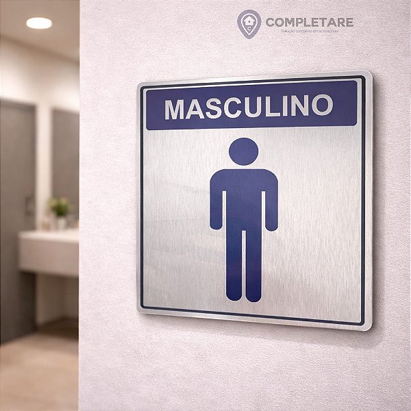 Placa Informativa - ACM Aço Escovado - WC MASCULINO