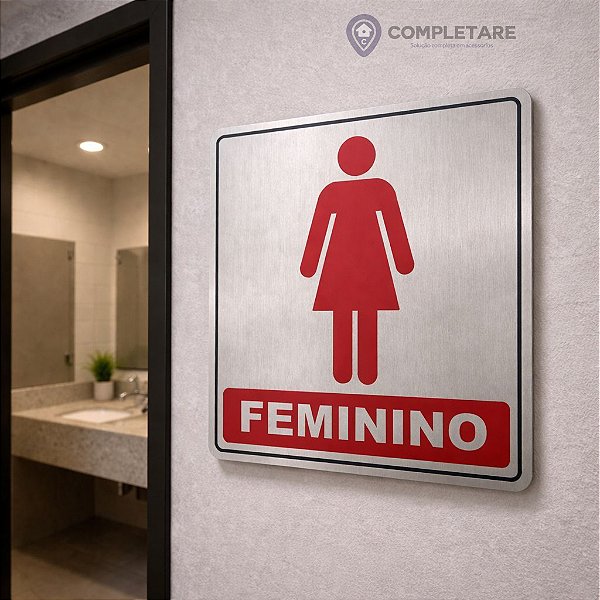Placa Informativa - ACM Aço Escovado - WC FEMININO