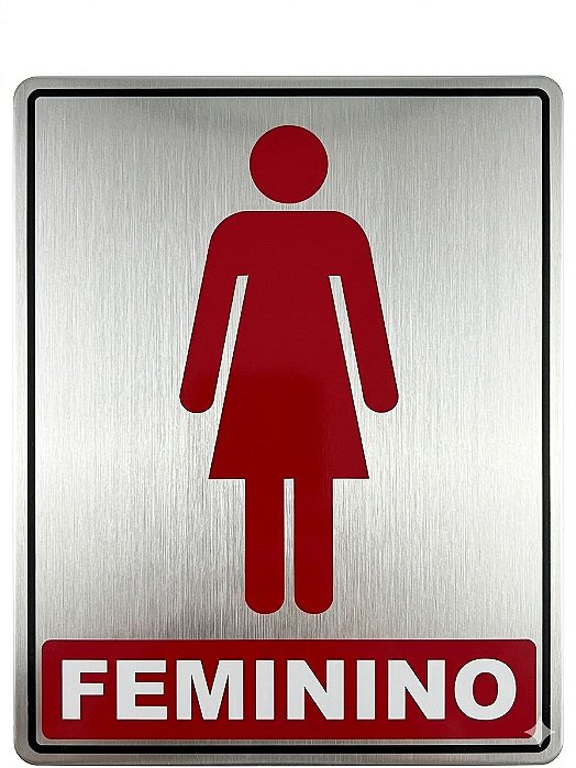 Placa Informativa - ACM Aço Escovado - WC FEMININO