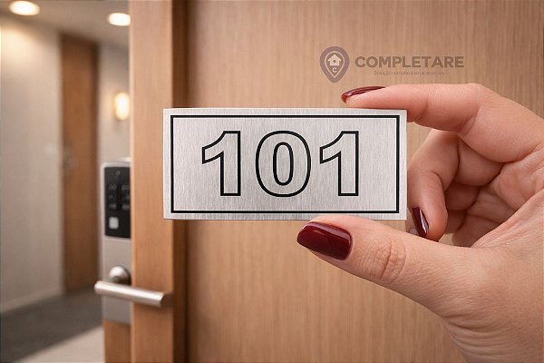 Placa em ACM Aço Escovado 10 x 5 cm – Numeração Personalizada 000 a 9999