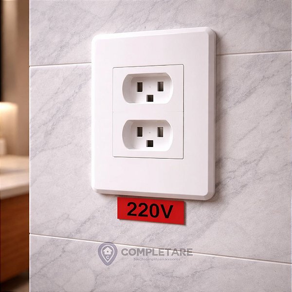 Tarjeta de Voltagem 220V em ACM – Cartela com 6 Unidades – com Fita Dupla Face