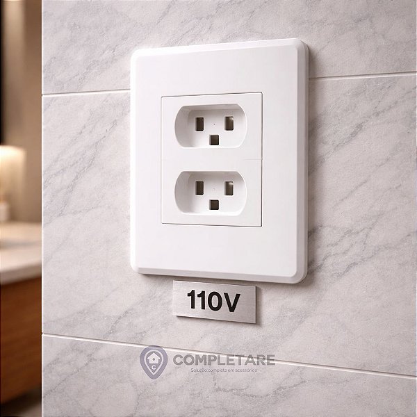 Tarjeta de Voltagem 110V em ACM – Cartela com 6 Unidades – com Fita Dupla Face