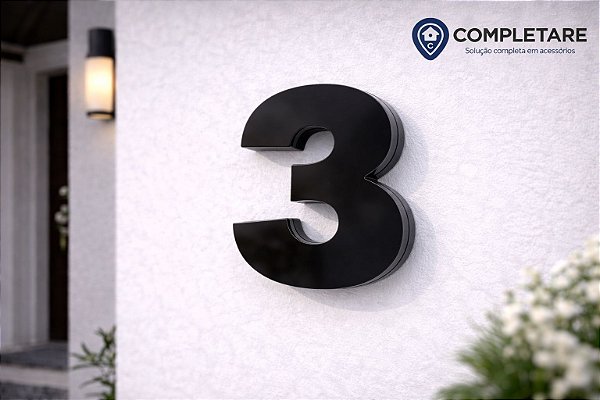Número Predial 125mm 3D Alto Relevo - PRETO - 3 - Moderno