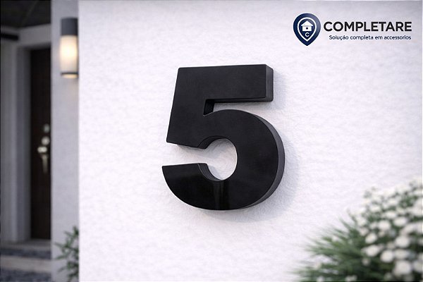 Número Predial 125mm 3D Alto Relevo - PRETO - 5 - Moderno