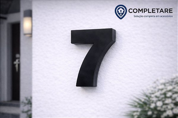 Número Predial 125mm 3D Alto Relevo - PRETO - 7 - Moderno