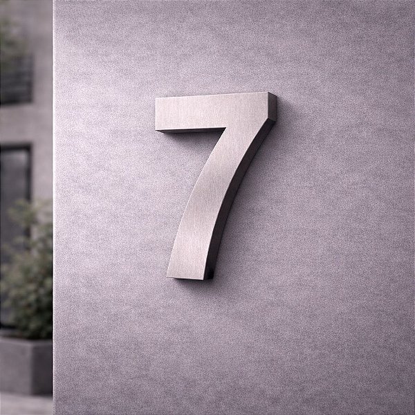 Número Predial 125mm 3D Alto Relevo - AÇO ESCOVADO - 7 - Moderno
