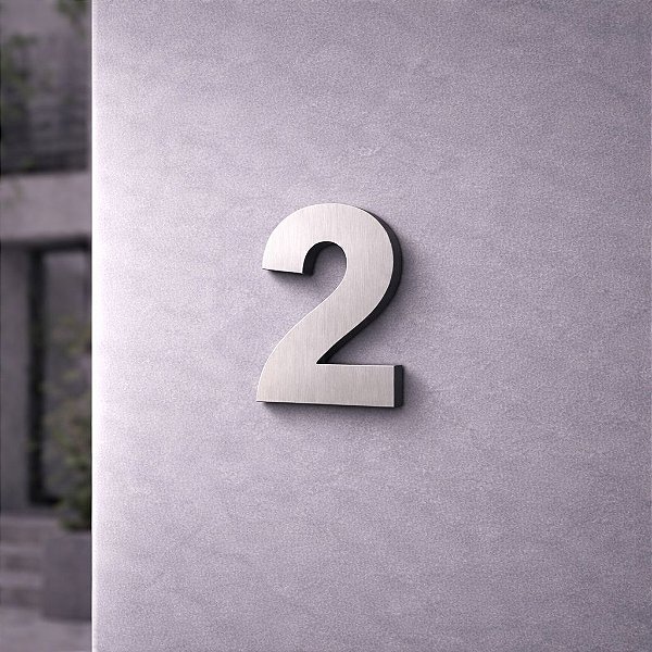 Número Predial 125mm 3D Alto Relevo - AÇO ESCOVADO - 2 - Moderno