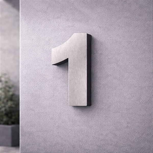 Número Predial 125mm 3D Alto Relevo - AÇO ESCOVADO - 1 - Moderno