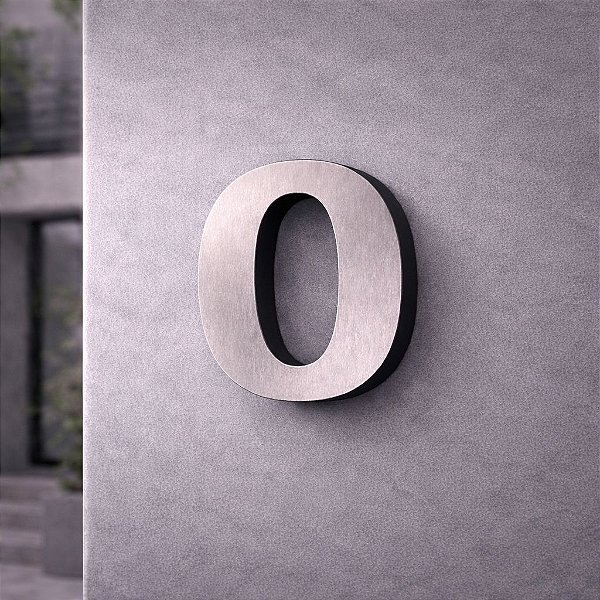 Número Predial 125mm 3D Alto Relevo - AÇO ESCOVADO - 0 - Moderno
