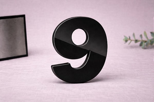 Número Predial 125mm em ACM PRETO - 9 - Brilho e Funcionalidade