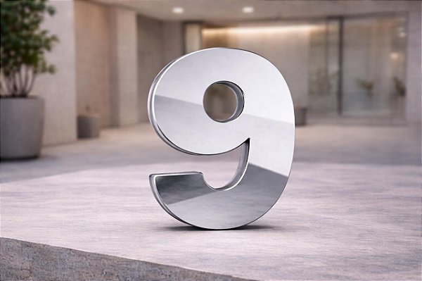 Número Predial 125mm em ACM ESPELHADO - 9 - Destaque Elegante