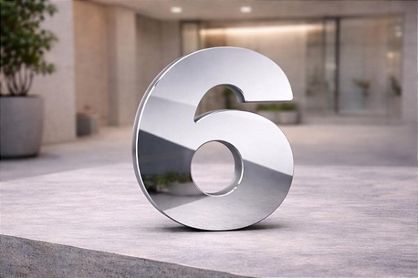 Número Predial 125mm em ACM ESPELHADO - 6 - Destaque Elegante