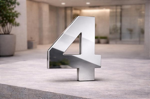 Número Predial 125mm em ACM ESPELHADO - 4 - Destaque Elegante