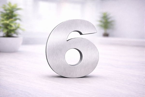 Número Predial 125mm em ACM AÇO ESCOVADO - 6 - Estilo e Resistência