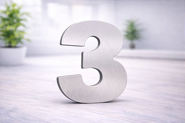 Número Predial 125mm em ACM AÇO ESCOVADO - 3 - Estilo e Resistência