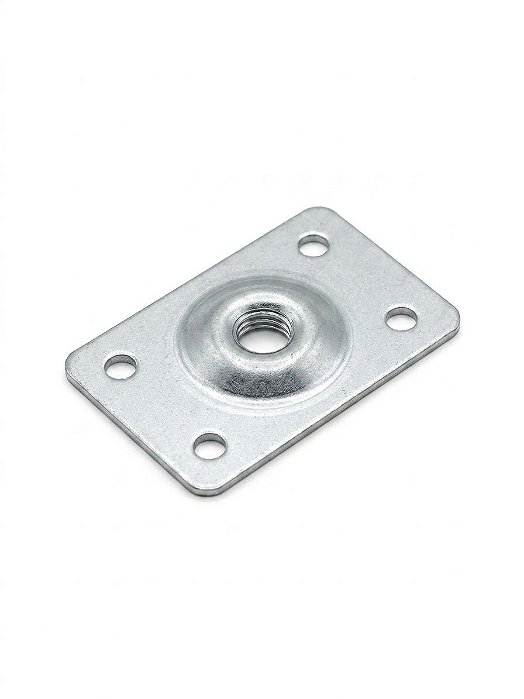 Chapa Reta 30x45mm com Rosca 1/4" – Zincado Branco (Kit com 100 Peças)