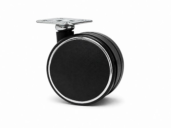 Rodízio 60mm com Placa Preto e Listra Cromada – Estilo, Resistência e Deslizamento Suave