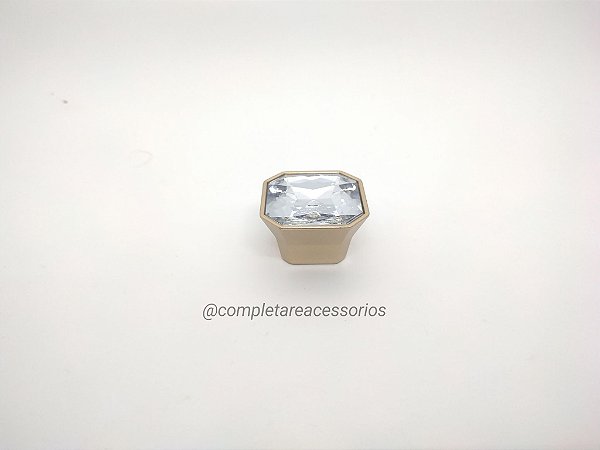 Puxador City Ponto 34mm Dourado com Detalhe em Pedra