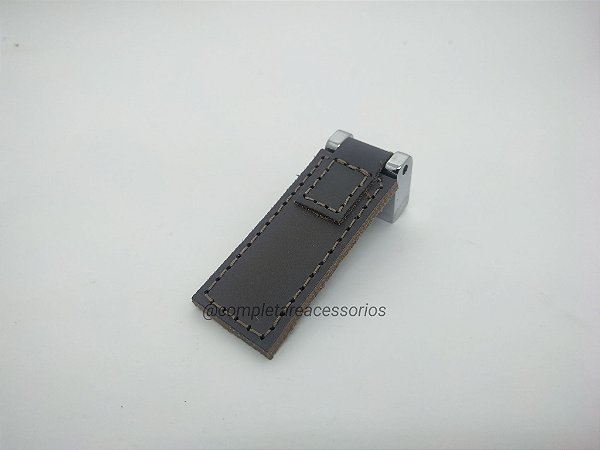 Puxador Bonn Ponto 72mm Cromado com Couro Marrom