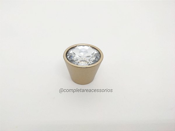Puxador Dexter Ponto 26mm Dourado com Pedra – Luxo e Detalhe Decorativo Refinado