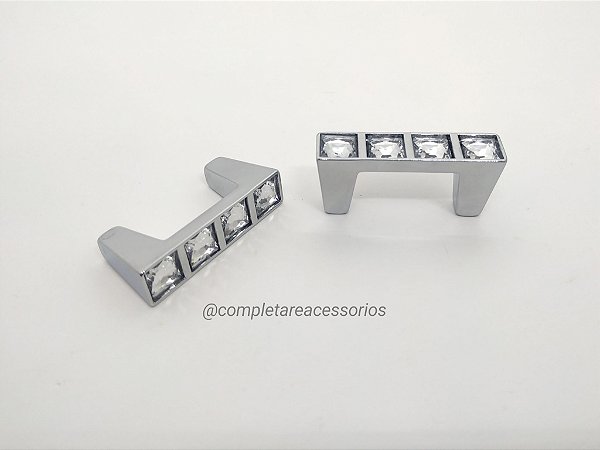 Puxador Core 32mm Cromado com Pedra Decorativa – Acabamento Sofisticado