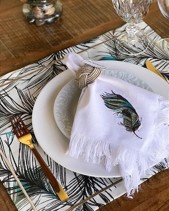 Kit 2 lugares-Pena de Pavão (estampa exclusiva)