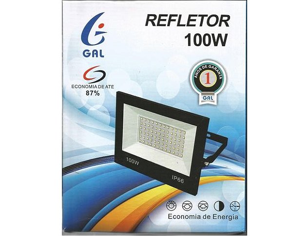 REFLETOR LED 100W 10000 LUMENS 6500k BRANCO FRIO