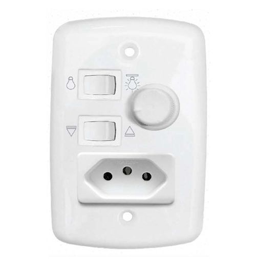 Controle Ventilador de Teto Dimmer + Tomada Bivolt RIMA