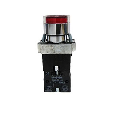 Botão Vermelho de Impulso Metálico com Iluminação Led 220V.