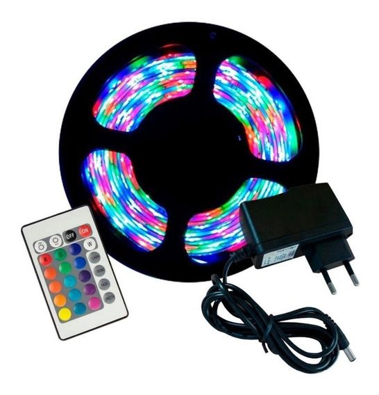 Fita LED 5M RGB com Controle e Fonte IP65