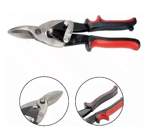 TESOURA PARA CHAPA, 10 POL. 250 MM, CORTE RETO, CABO DUPLA INJECAO, 1