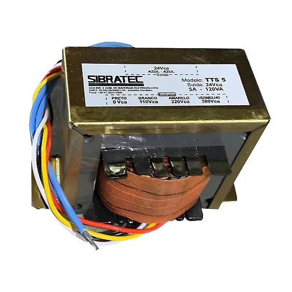 TRANSFORMADOR COMANDO 3A 72VA E110 220 380 SAIDA 24VCA SIBRATEC