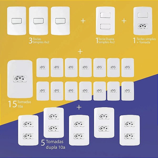 Kit Tomadas + Interruptores Casa Completa 30 Peças Margirius